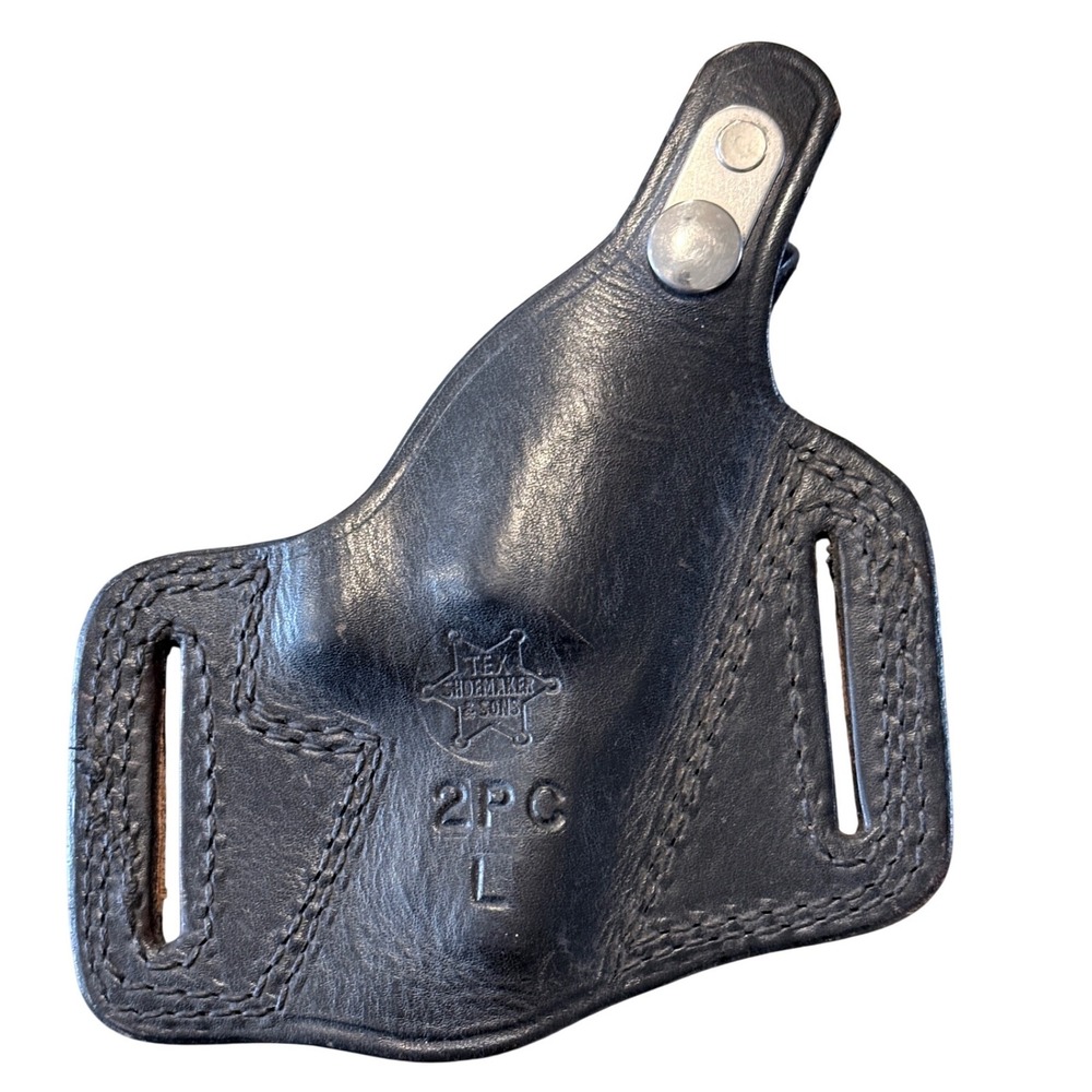 Tex Shoemaker & Sons‎ Black Leather Pancake Holster 2PC L Left Hand Thumb Break